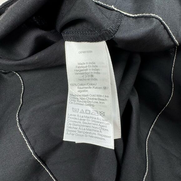 Madewell Dress Womens 0 Black Puff Sleeve Drop Waist Midi Cotton Poplin - Picture 12 of 16